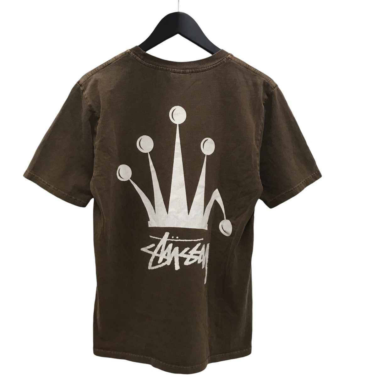 00S STUSSY クラウンTシャツ ブラウン XL stussy(ステューシー) クラウンロゴプリントTシャツ ブラウン