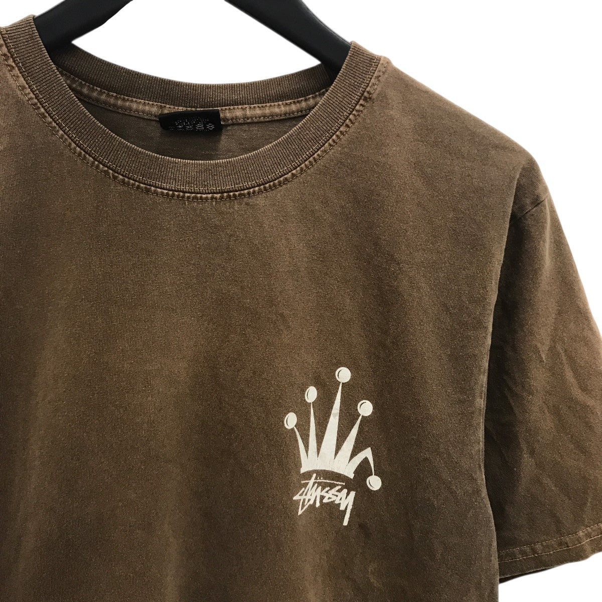 00S STUSSY クラウンTシャツ ブラウン XL stussy(ステューシー) クラウンロゴプリントTシャツ ブラウン