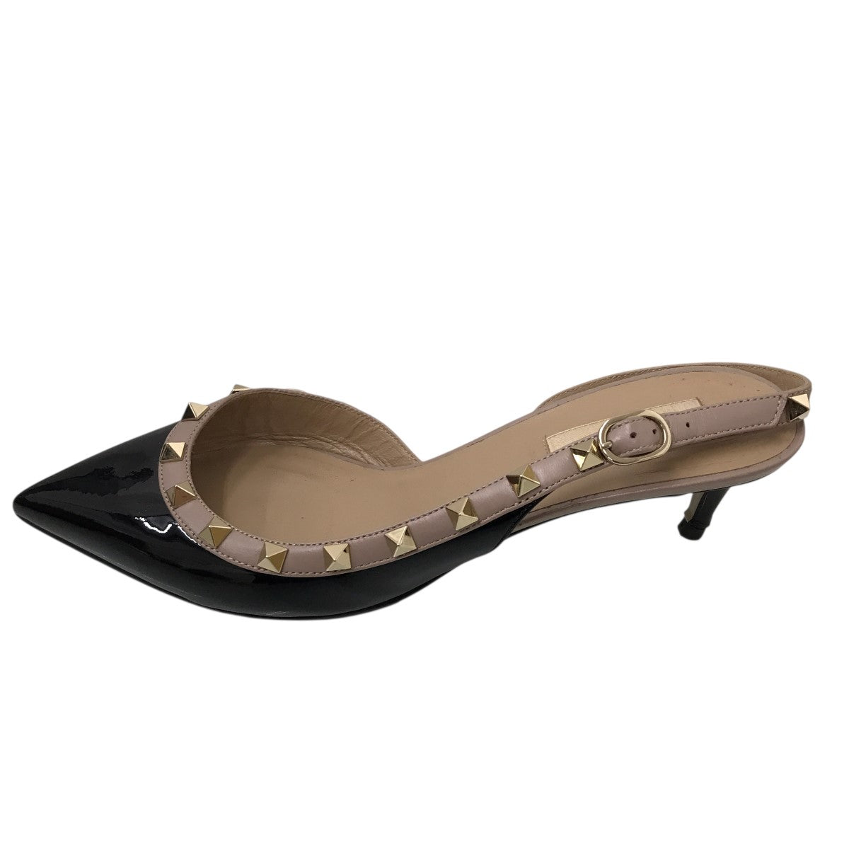 VALENTINO スタッズ付きサンダル ブラック・ベージュ ロックスタッズ ストラップサンダル 90mm for ウィメンズ インチ