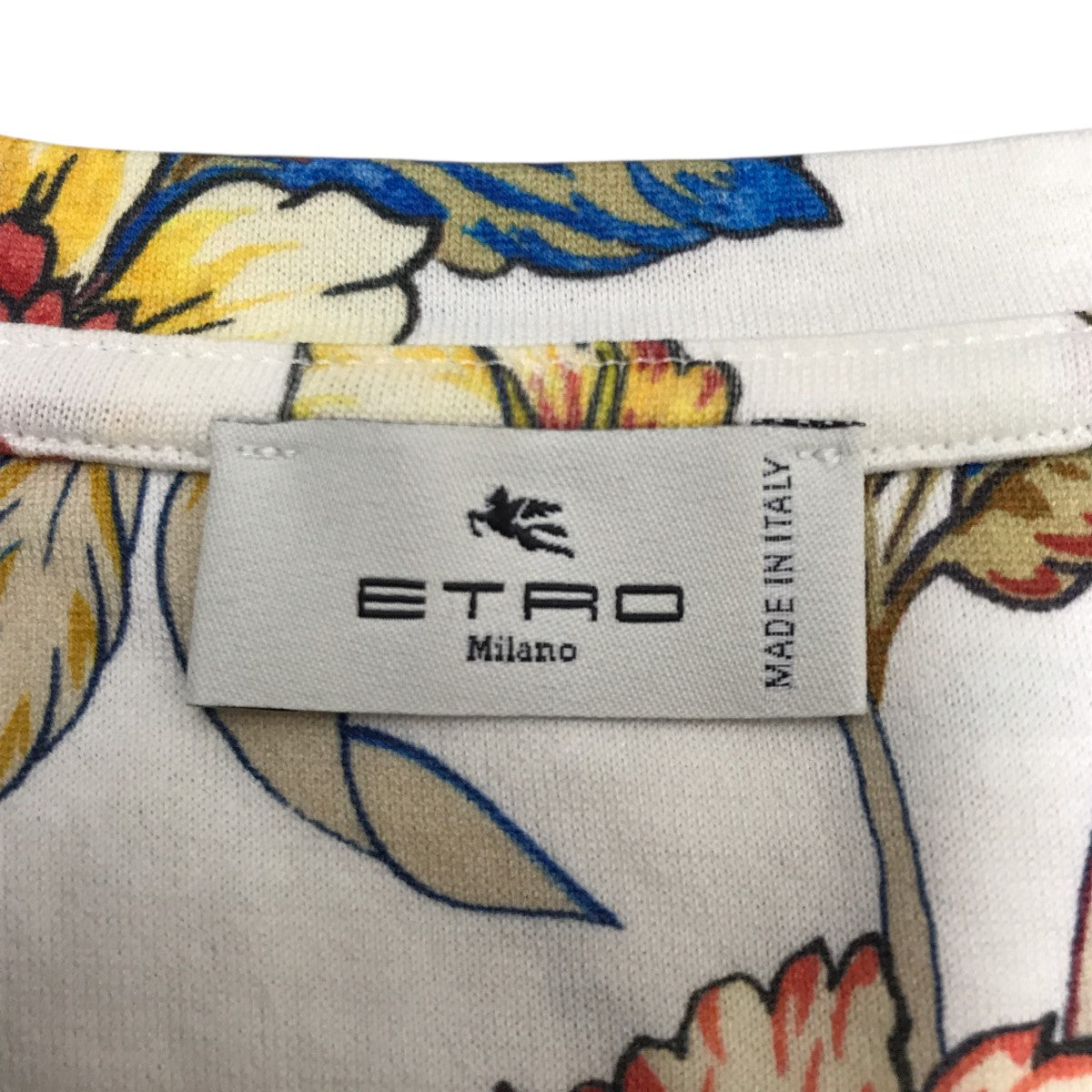ETRO(エトロ) フローラル総柄 胸刺繍Tシャツ ホワイト サイズ