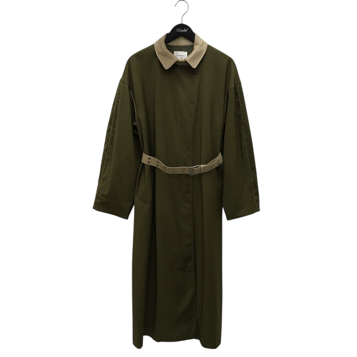 AMERI　ルーズガウンコート　ノーカラー　裏地総柄　スリット　ドレープ アメリ AMERI ルーズガウンコート ノーカラー 裏地総柄 スリット ドレープ アメリ