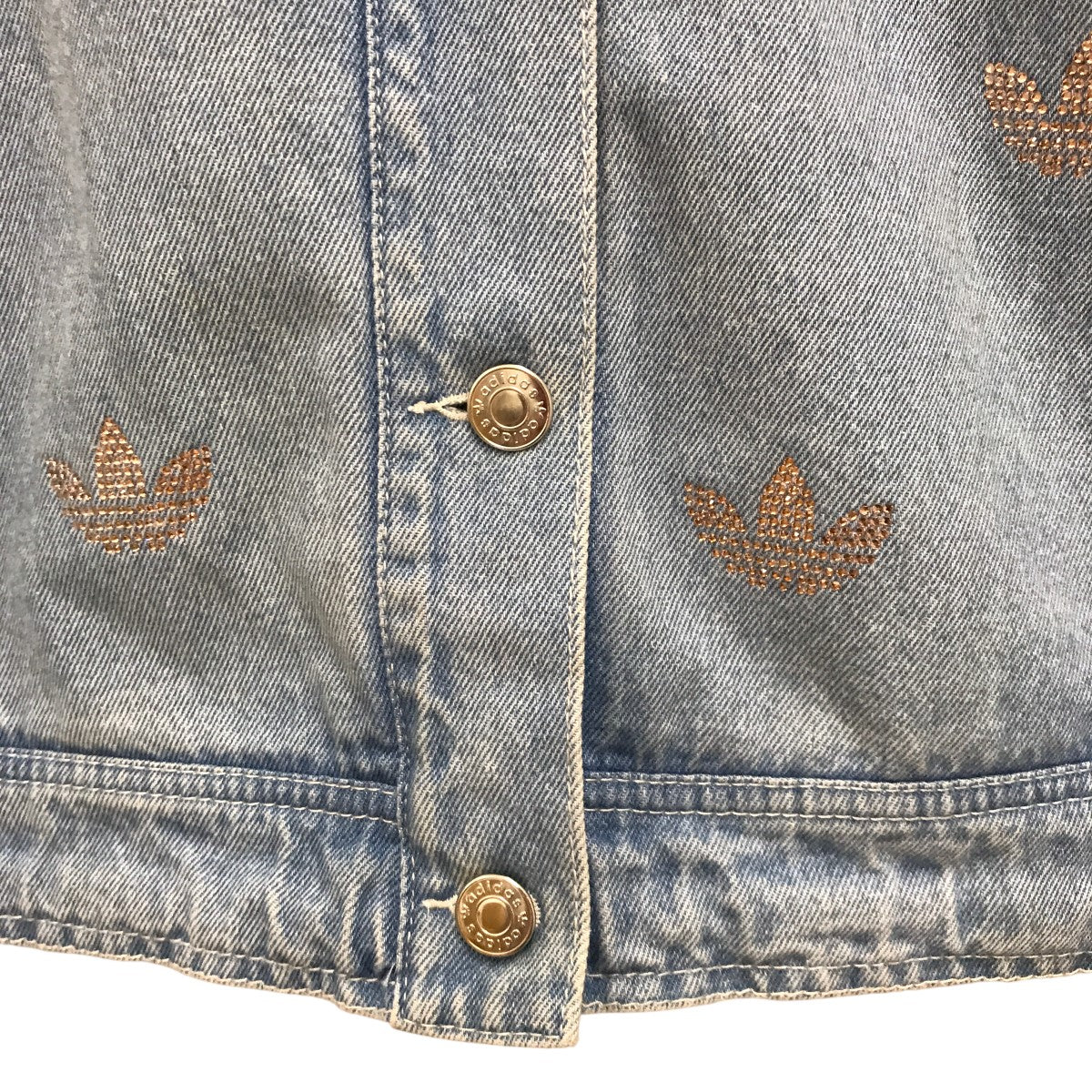 adidas デニム ラインストーン ジャケット XS adidas（アディダス）の「デニム ラインストーン ジャケット
