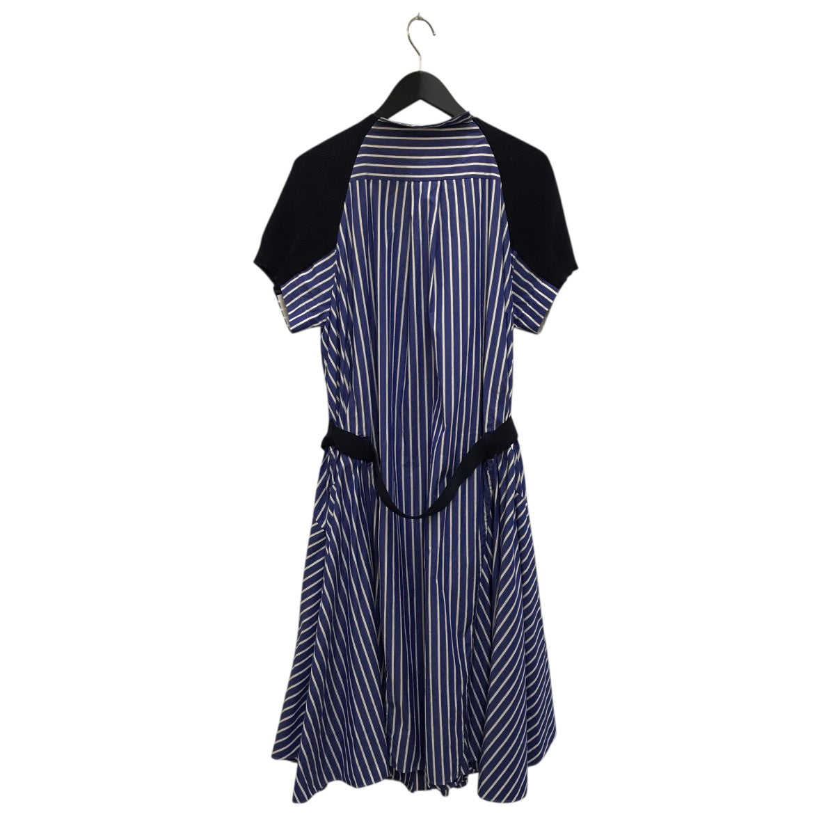 サカイ sacai ニット ドッキングシャツ ストライプ 五分袖 ネイビー 紺  