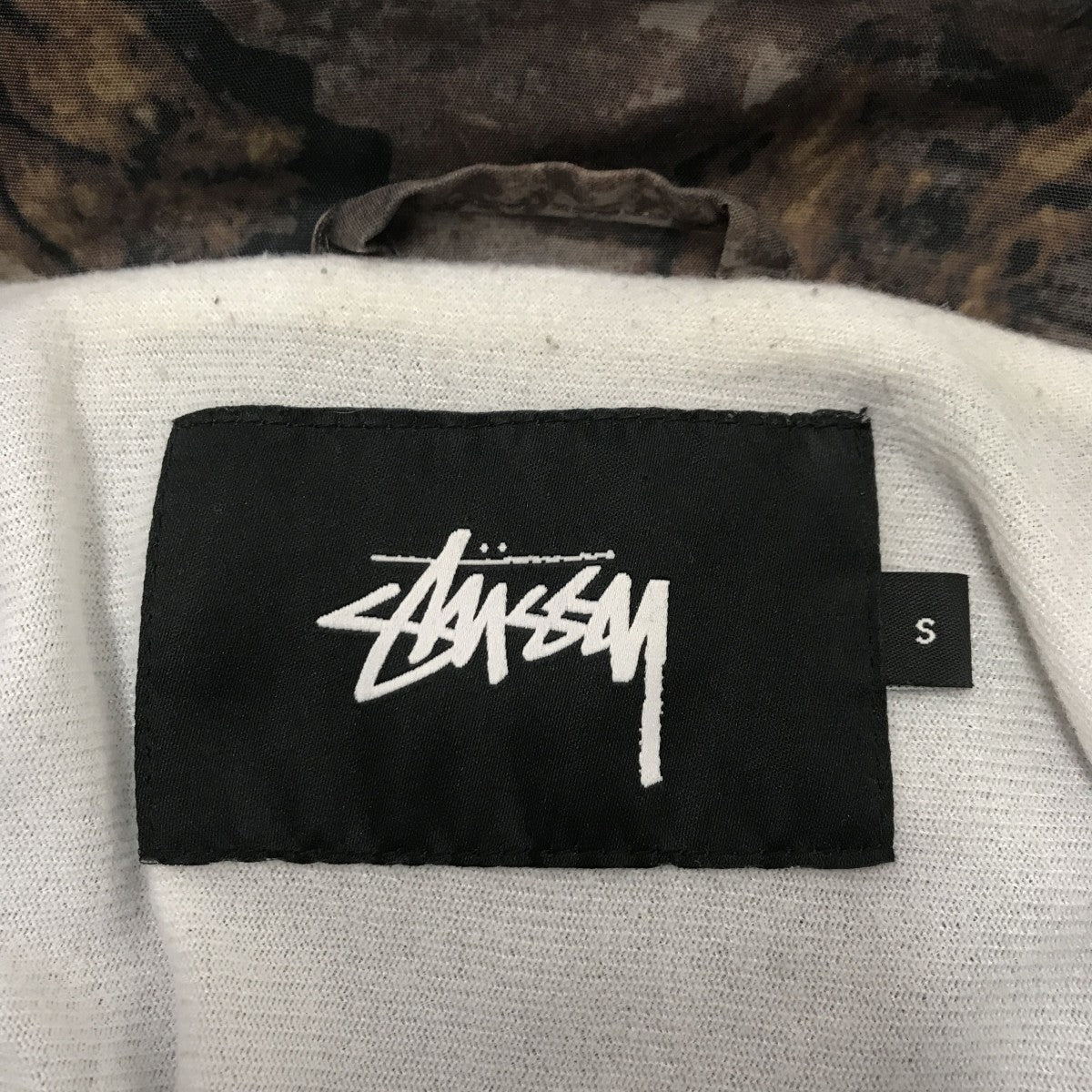 ビンテージ90年代STUSSY背中プリント裏地キルティングコーチJKT XL stussy(ステューシー) リアルツリーコーチジャケット ブラウン