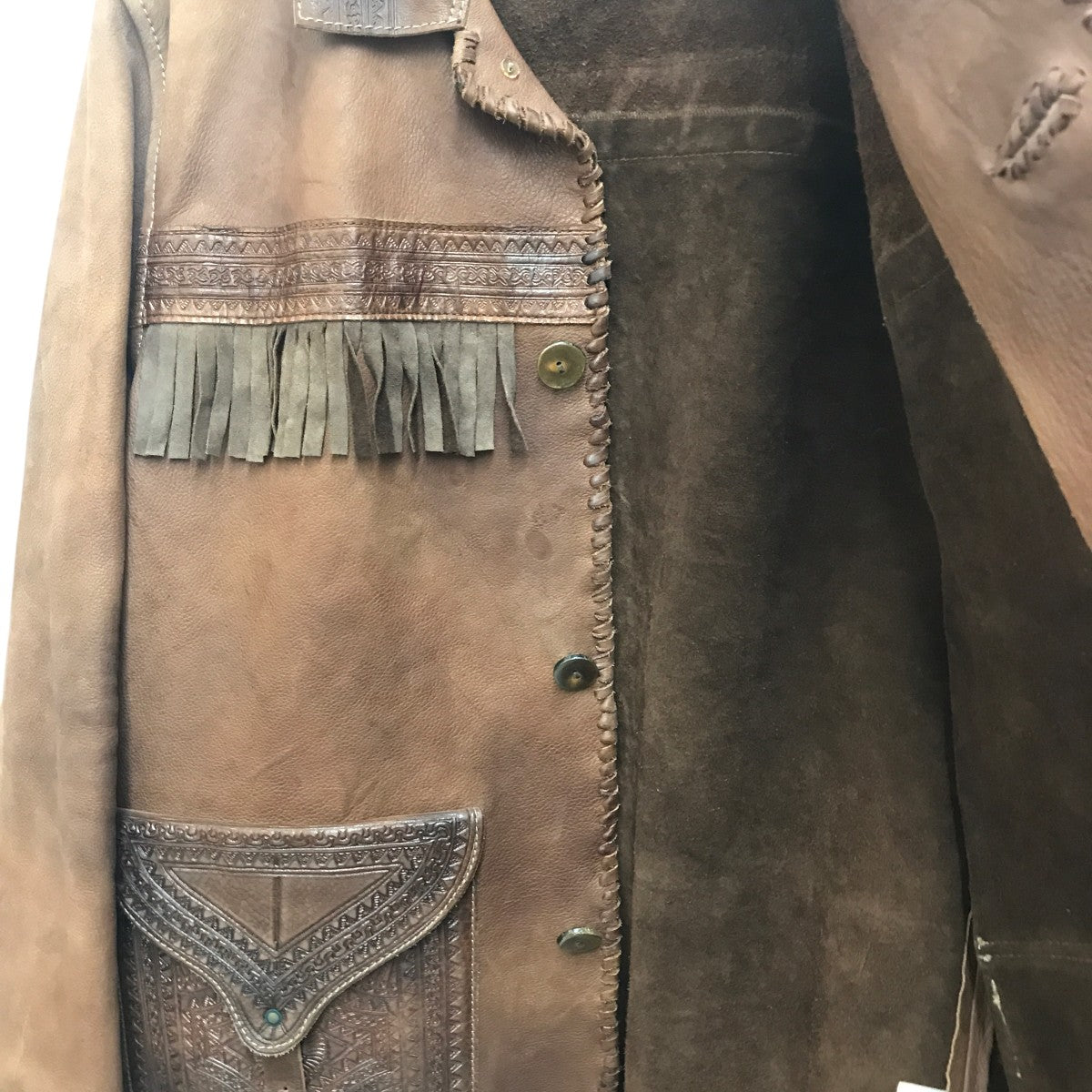 POLO RALPH LAUREN フリンジ カービング ウエスタンレザージャケット 古着・中古-10枚目のアイテム画像