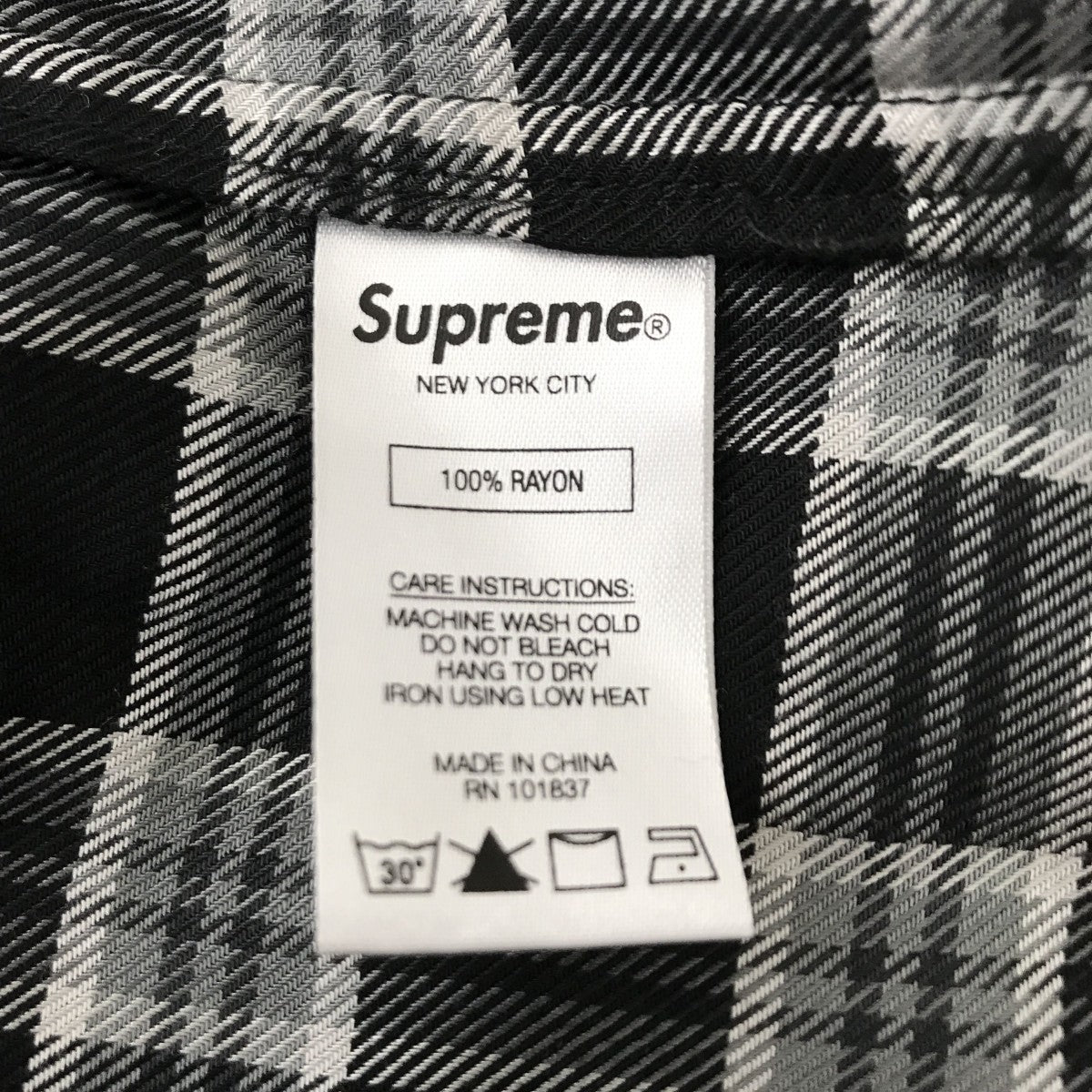Supreme(シュプリーム) Plaid Rayon Shirtチェックシャツ グレー