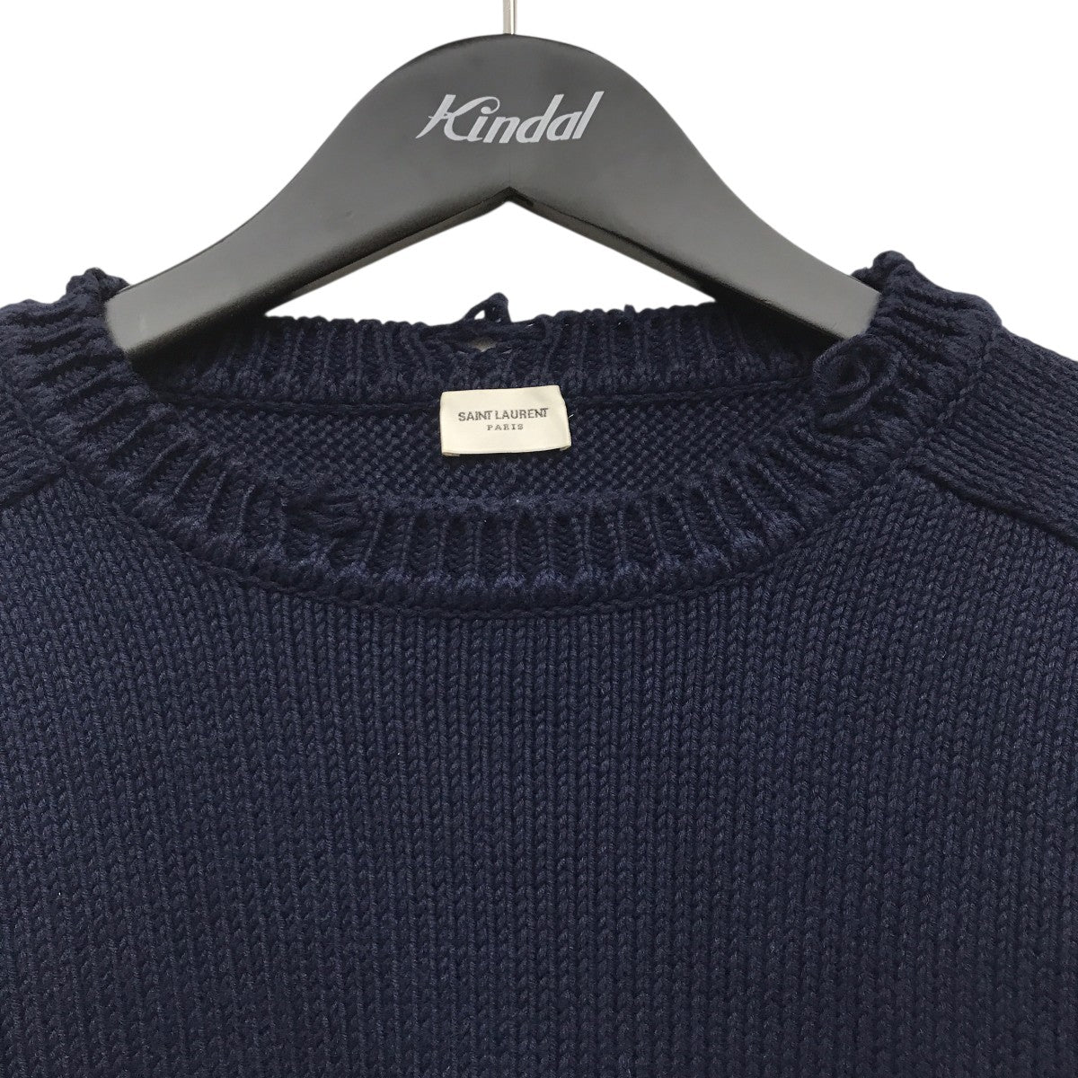 SAINT LAURENT ネイビー セーター YSL Yves Saint Laurent Men's Blue Knitted Sweater Size XXL