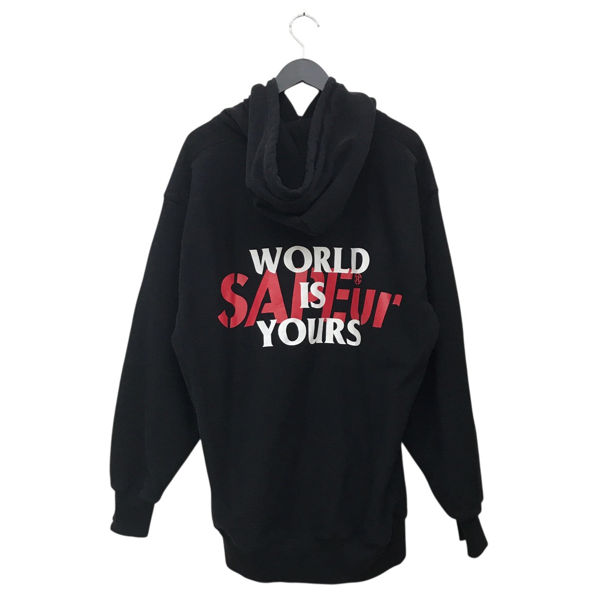 【極美品】世界地図パーカー　フーディー　Lサイズ SAPEur(サプール) 世界地図 WORLD MAP HOODIEパーカー ブラック サイズ