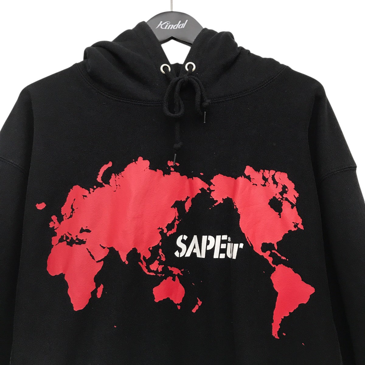 SAPEur(サプール) 世界地図 WORLD MAP HOODIEパーカー ブラック サイズ