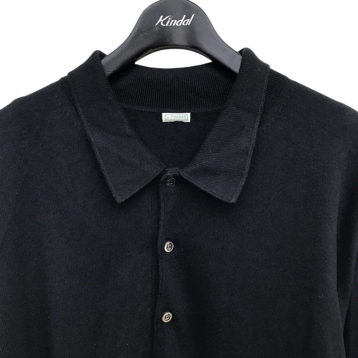 A．PRESSE(アプレッセ) Cotton Knit L S Polo Shirtsニット