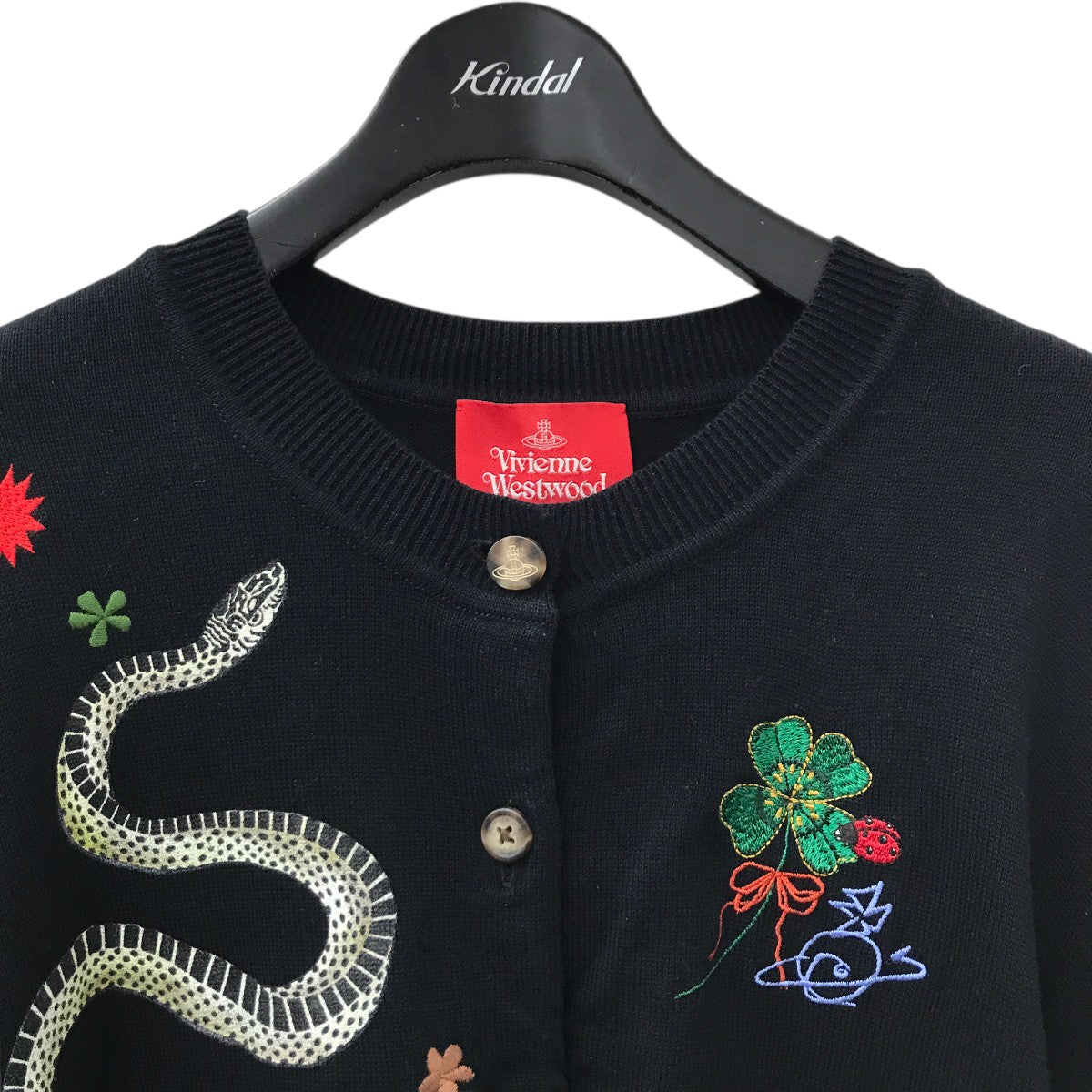 ヴィヴィアン・ウエストウッド　カーディガン　刺繍ロゴ　Lサイズ　ブラック　古着 Vivienne Westwood(ヴィヴィアンウエストウッド) カーディガン16-12