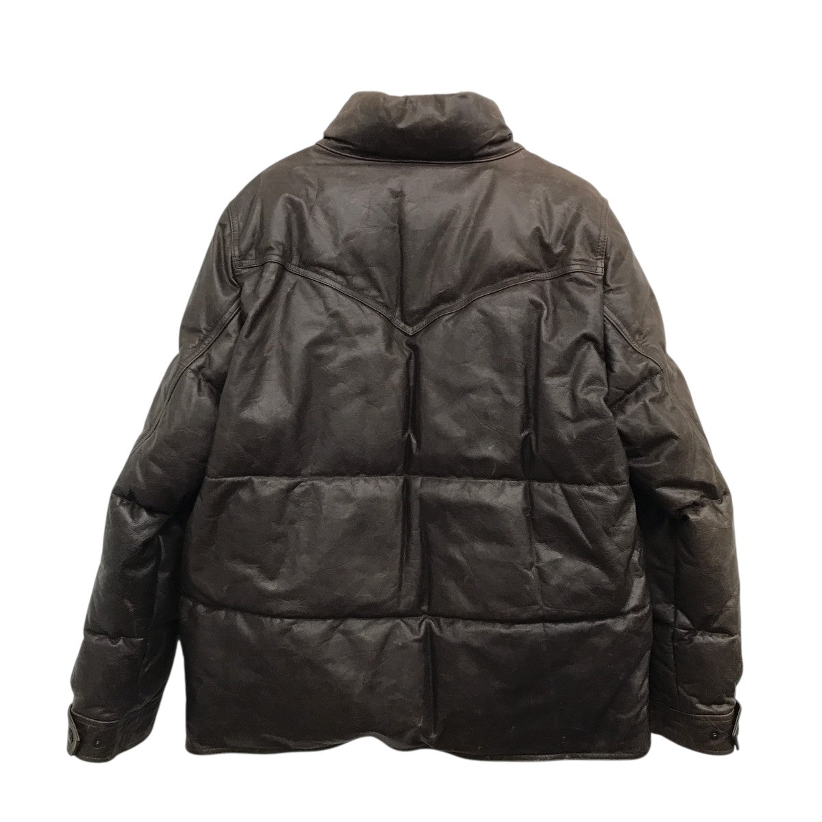 超スペシャル　POLO RALPH LAURENブラウンレザーダウンジャケット 80s Polo Ralph Lauren Leather Puffer Jacket M Black&Brown – NO