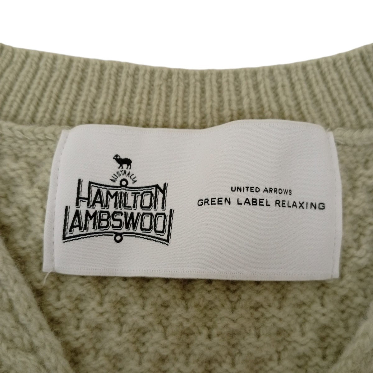 U．A． Green Label HAMILTON SC アラン Vネック プルオーバーニット3613-104-2246 古着・中古-3枚目のアイテム画像