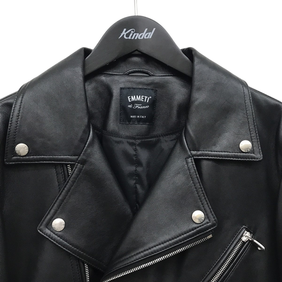 EMMETI(エンメティ) ダブルライダースジャケット ブラック サイズ 50