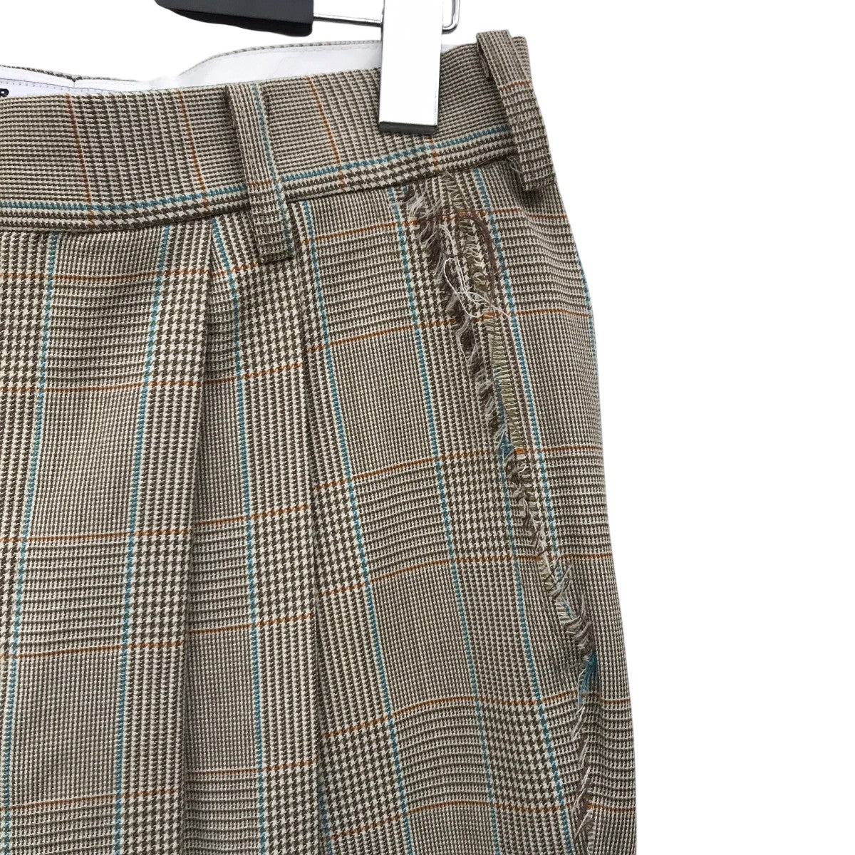 OUT SEAM RAW EDGE WOOL PANTSチェックパンツ1000145692005
