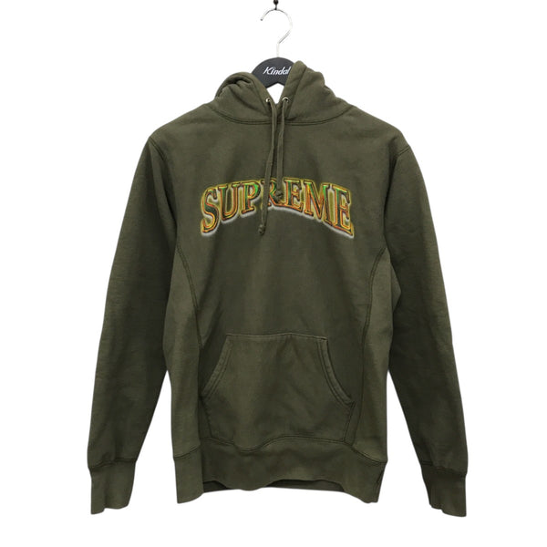 Supremeライトオリーブ　短丈パーカー Supreme Satin Appliqué Hooded Sweatshirt (FW23) Light Olive Men's