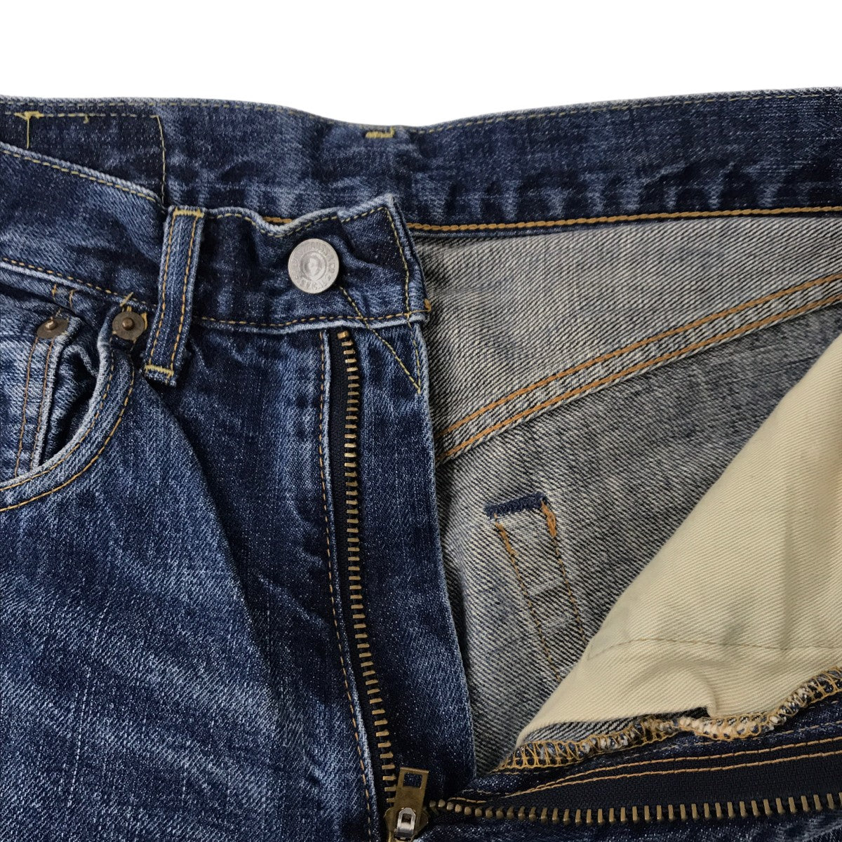 LEVI’S Big E 赤耳 ジッパーフライ ボタン裏J22 日本製デニムパンツ502XX 古着・中古-3枚目のアイテム画像