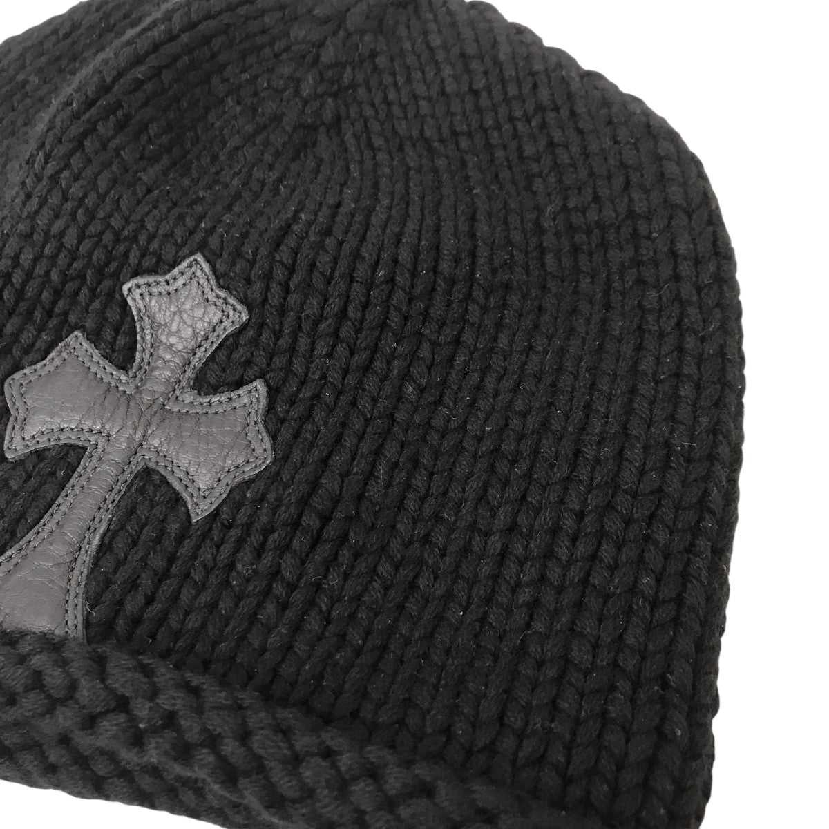 カシミヤ100％ レザークロスパッチニット帽2238-304-5100