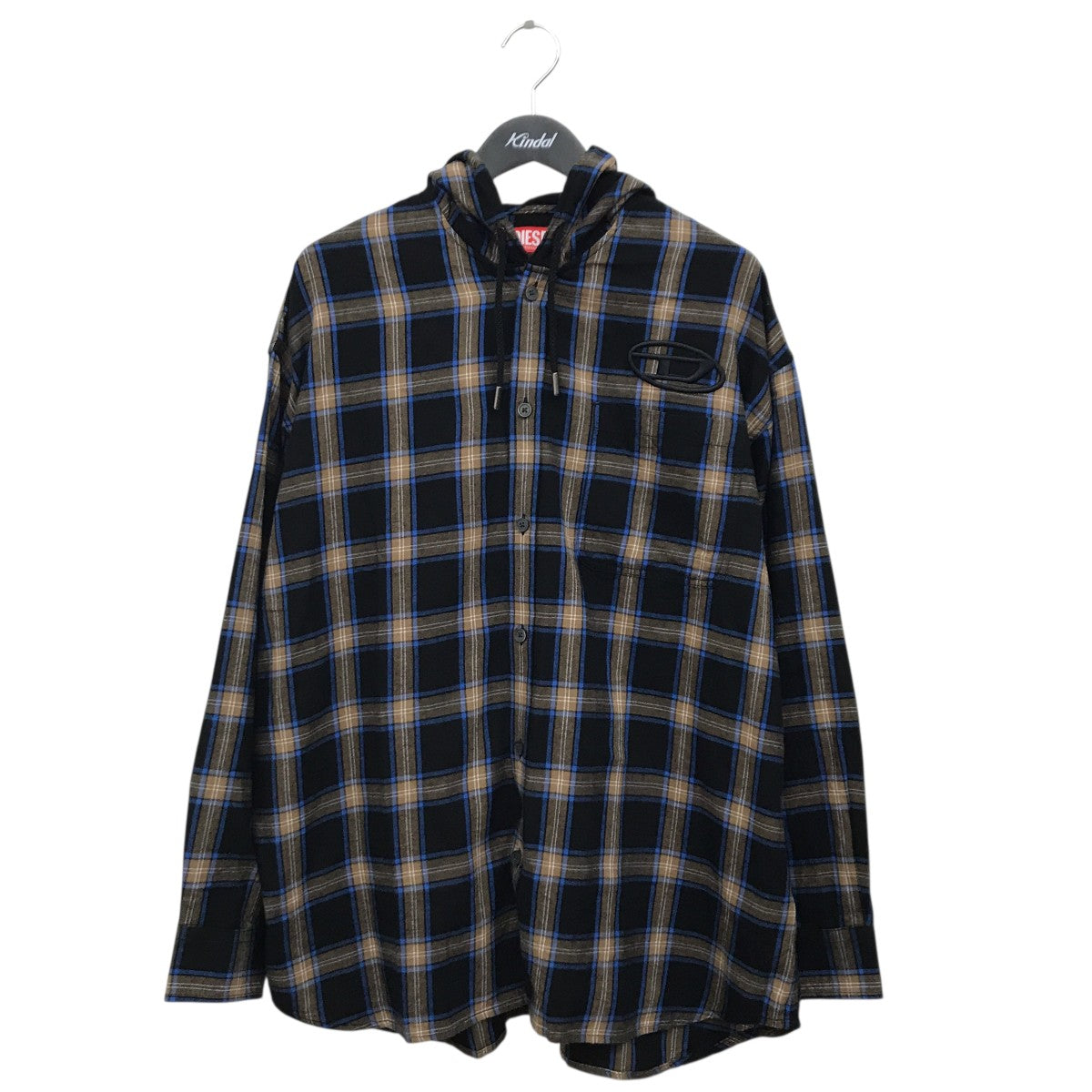 ✨本日限り‼️DIESEL 【新品・未使用】 フード付きチェックシャツ ベージュ系 DIESEL(ディーゼル) S-DEWNY-HOOD-AJFI フード付きチェックシャツ0AJFI