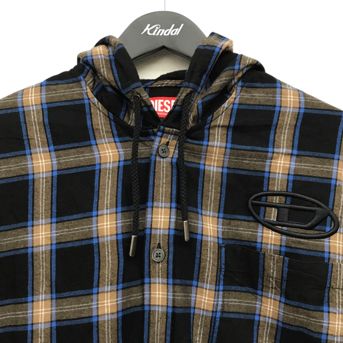 DIESEL(ディーゼル) S-DEWNY-HOOD-AJFI フード付きチェックシャツ0AJFI