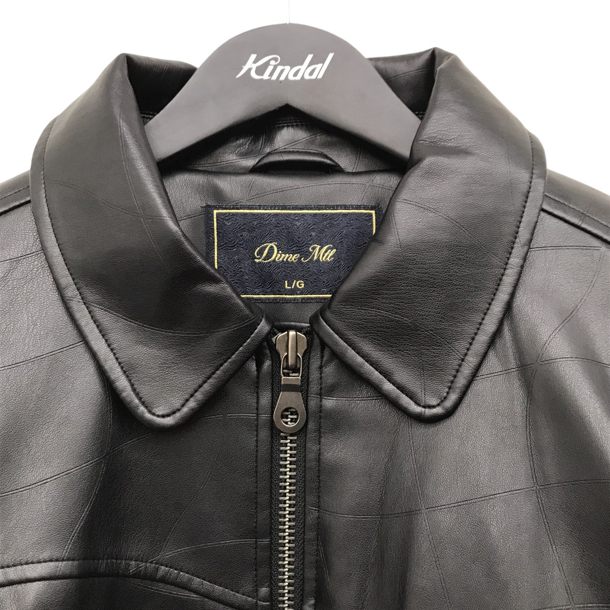 Dime(ダイム) Debossed Wavy Jacket中綿レザージャケット ブラック