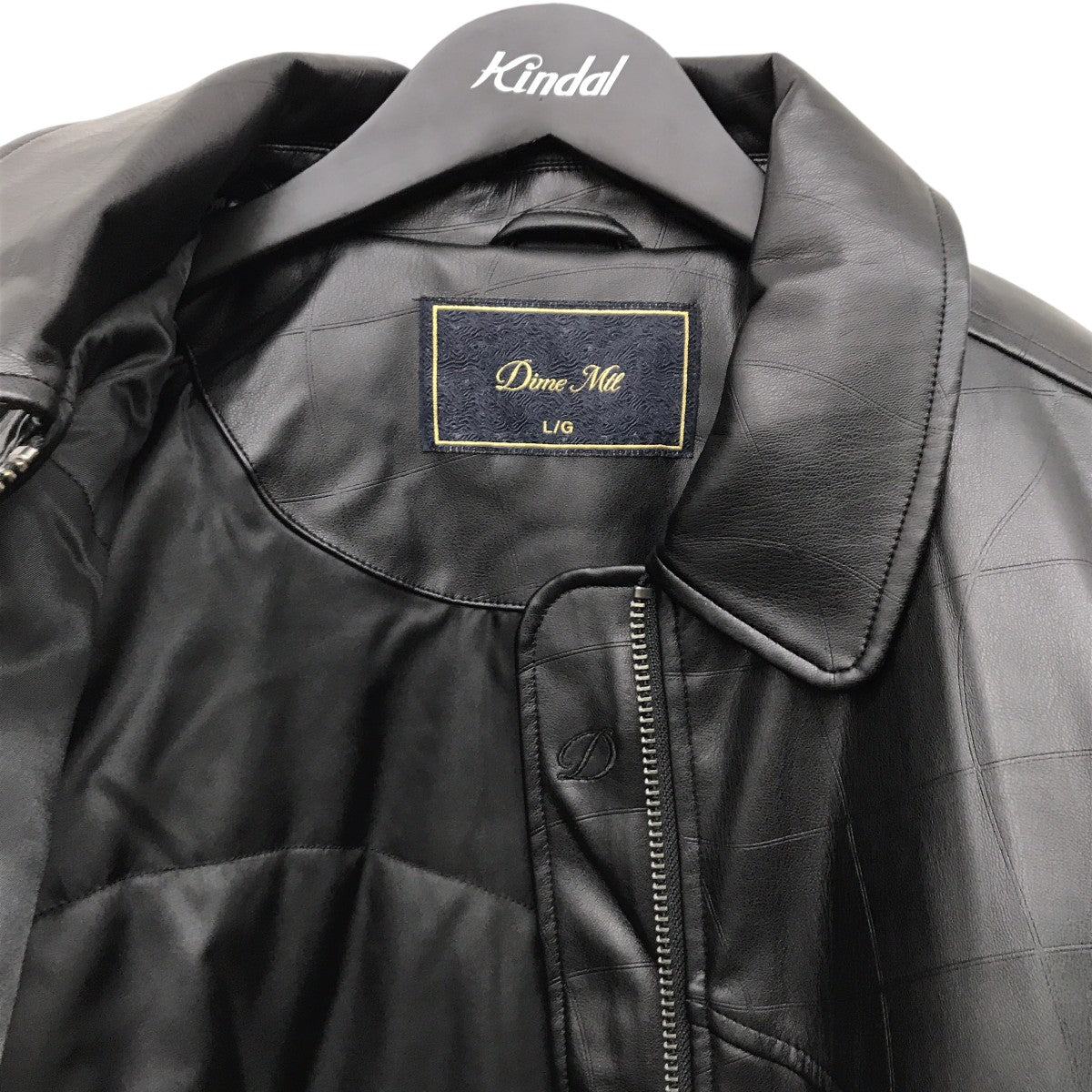 Dime(ダイム) Debossed Wavy Jacket中綿レザージャケット ブラック