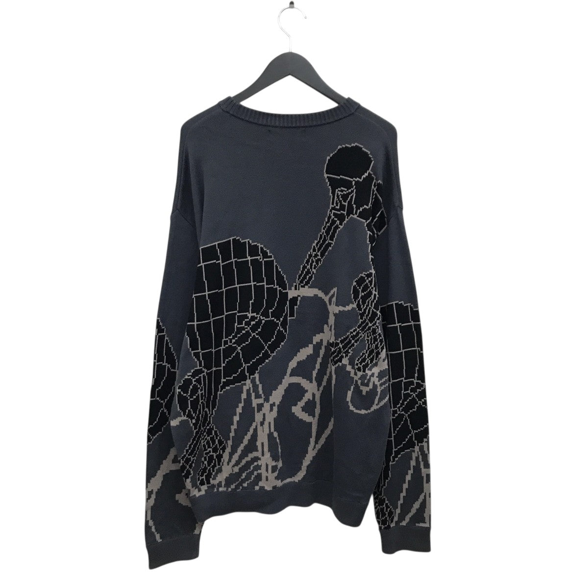 BAL(バル) JACQUARD COTTON CREWNECK SWEATERセーター グレー×ブラック