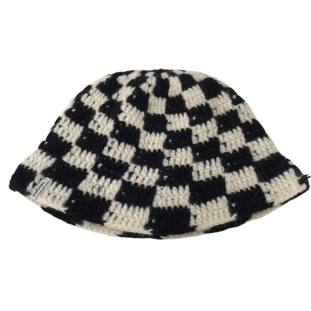 CHECKERED HAND KNIT BUCKET HATハット