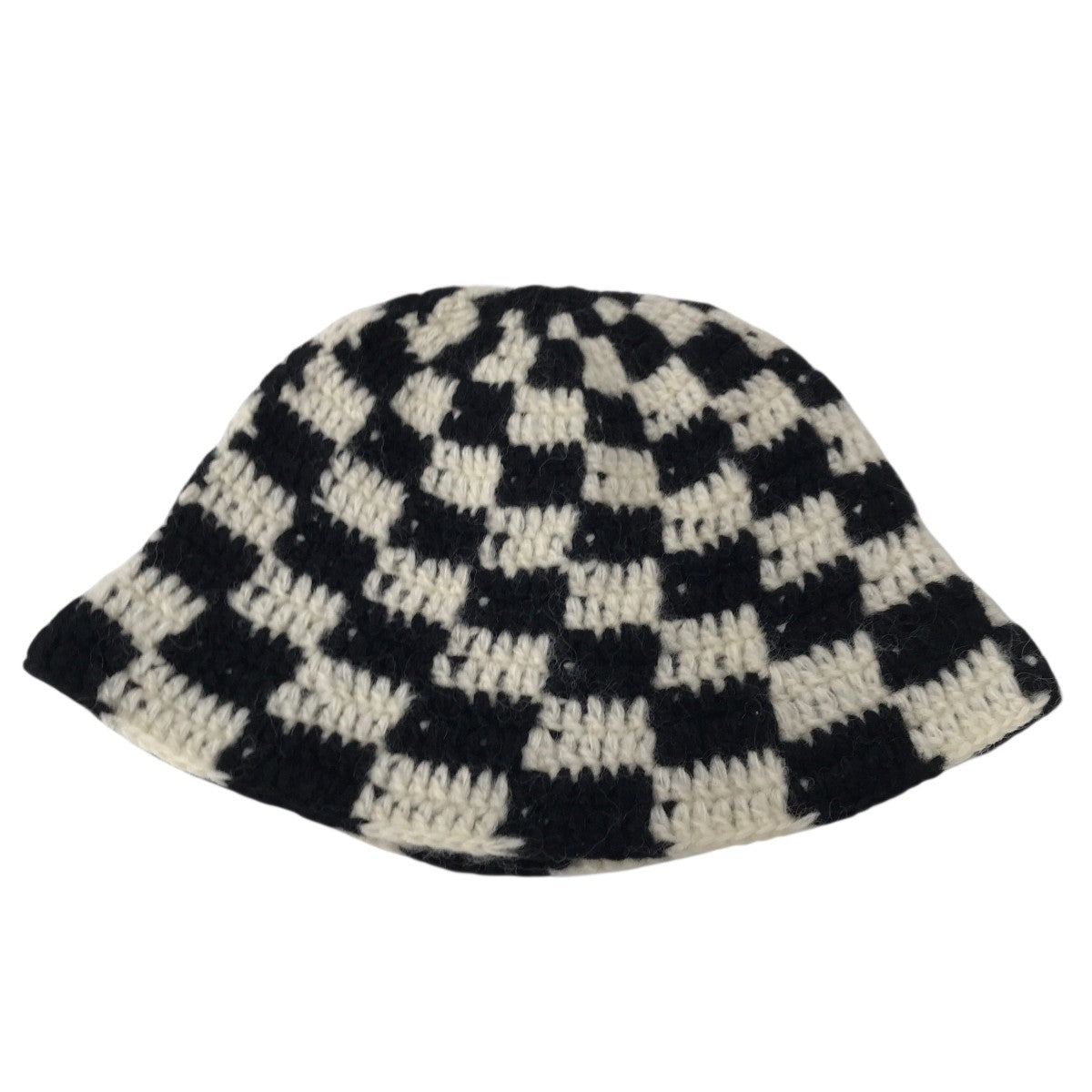 CHECKERED HAND KNIT BUCKET HATハット