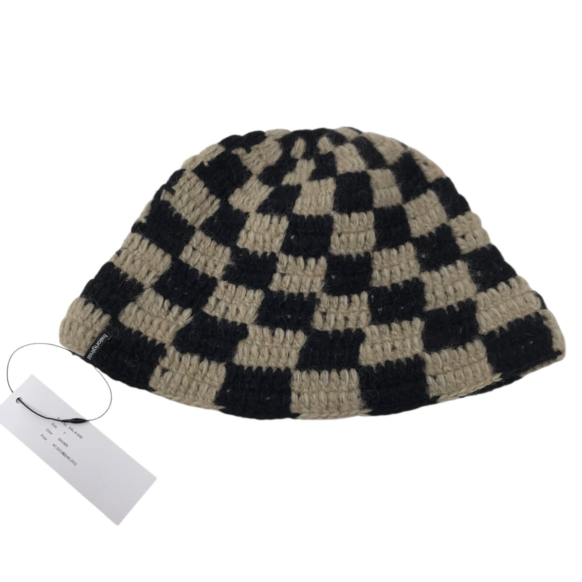 CHECKERBOARD HAND KNIT BUCKET HATハット