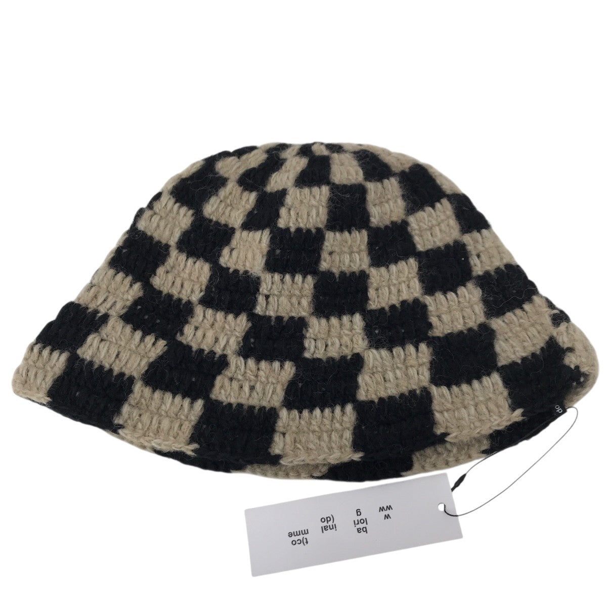 CHECKERBOARD HAND KNIT BUCKET HATハット