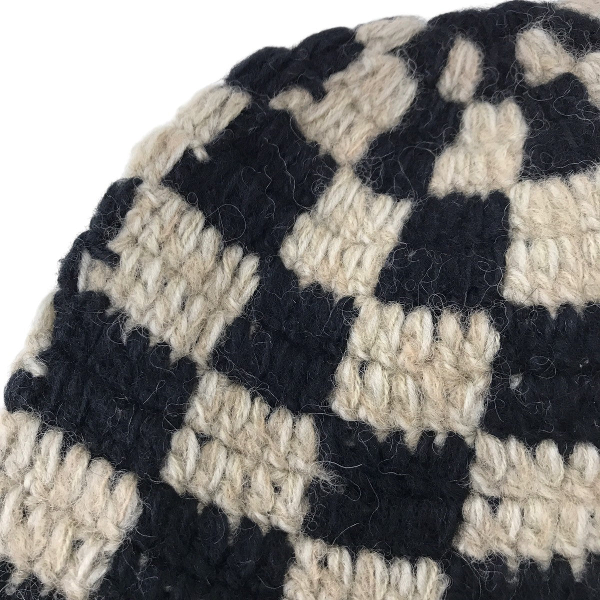 CHECKERBOARD HAND KNIT BUCKET HATハット