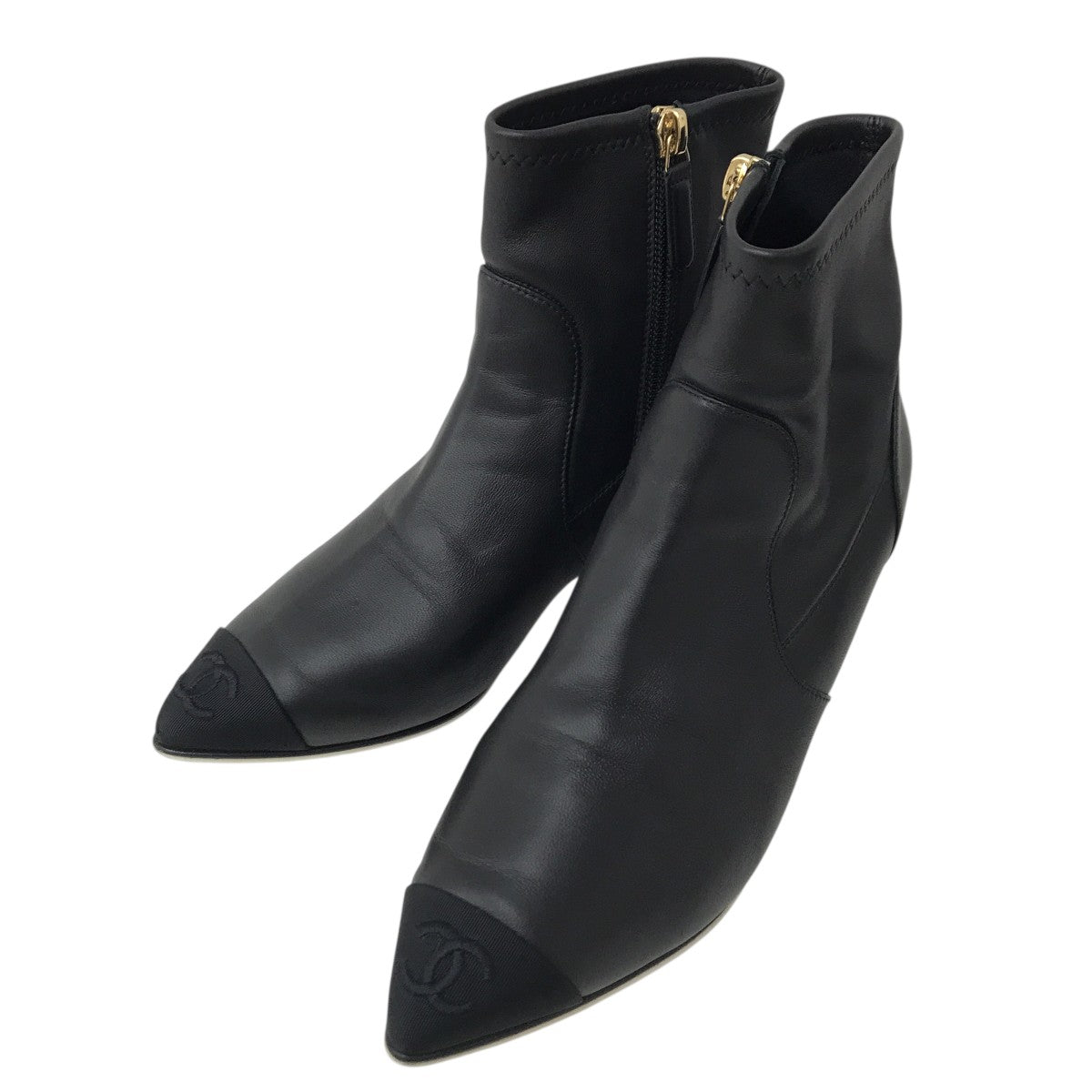【M】CHANELブーツ CHANEL(シャネル) ココマーク刺繍ブーツG36847 G36847 ブラック サイズ