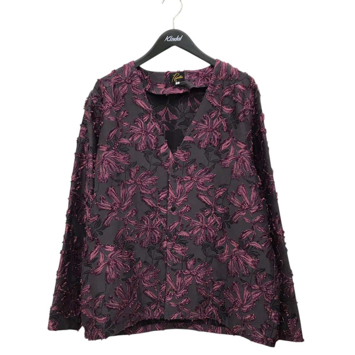 Needles V Neck Shirt Flower Cut jq花柄VネックロングスリーブシャツPU223 古着・中古-1枚目のアイテム画像