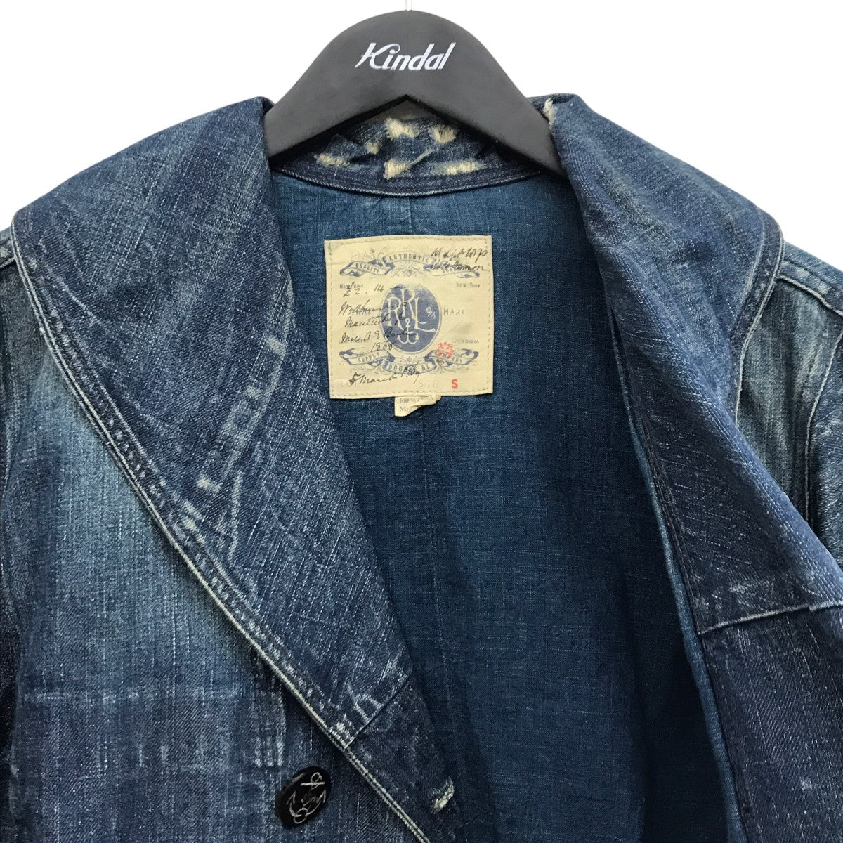 RRL(ダブルアールエル) ショールカラーデニムコート インディゴ サイズ