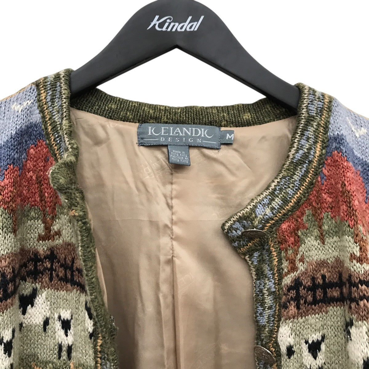 ICELANDIC 総柄 コンチョボタンニットカーディガン 古着・中古-6枚目のアイテム画像