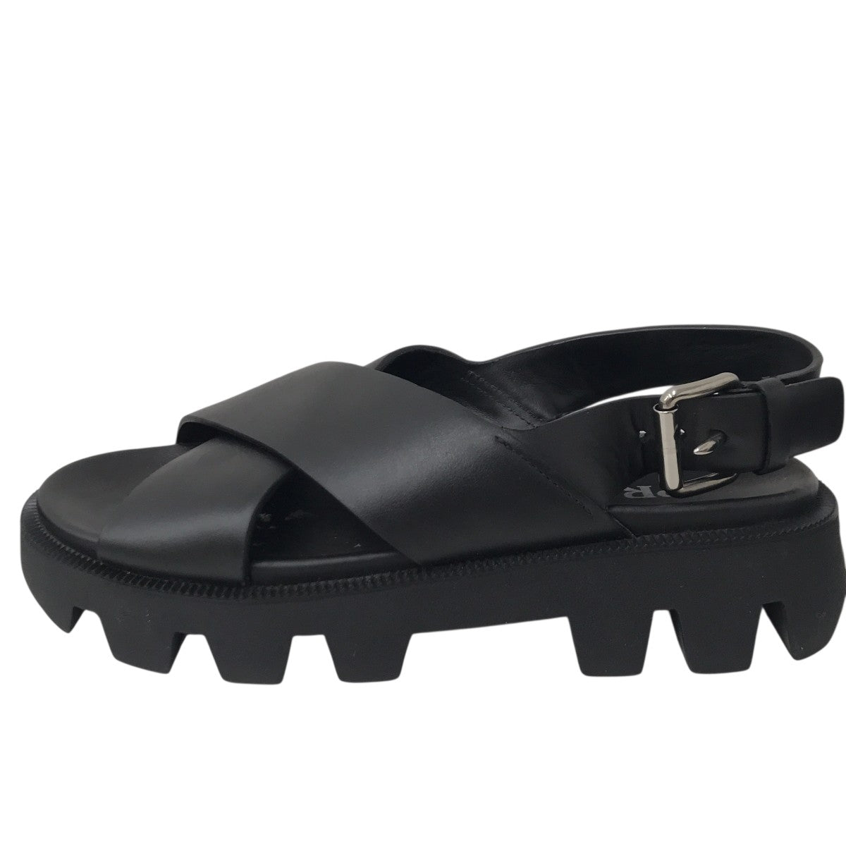 I*6様 PRADA ベルベット クロスストラップサンダル PRADA(プラダ) クロスストラップサンダル ブラック サイズ 35｜【公式