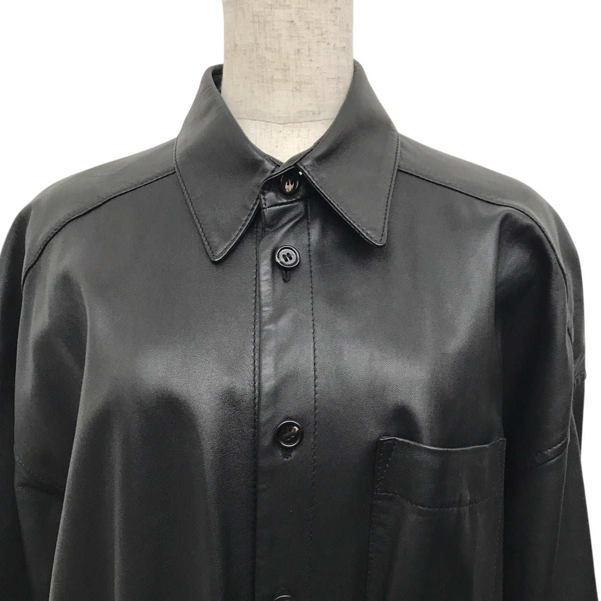 ラムレザーレギュラーカラーシャツレザーシャツCUMY0011A0