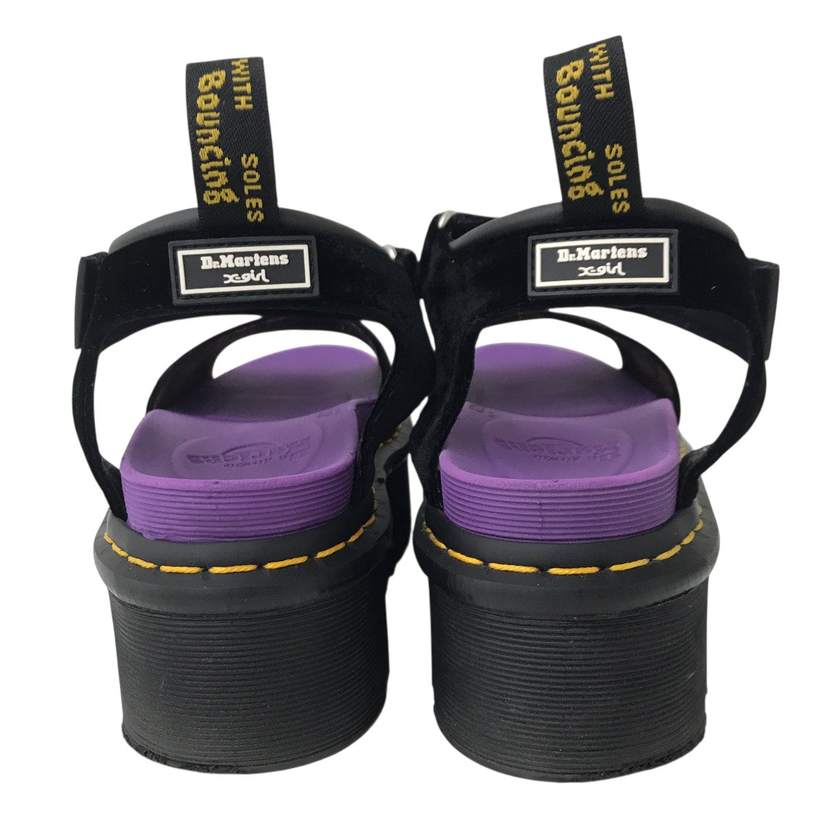 Dr．Martens×X-girl ベロア STRAP SANDAL厚底サンダル ブラック サイズ