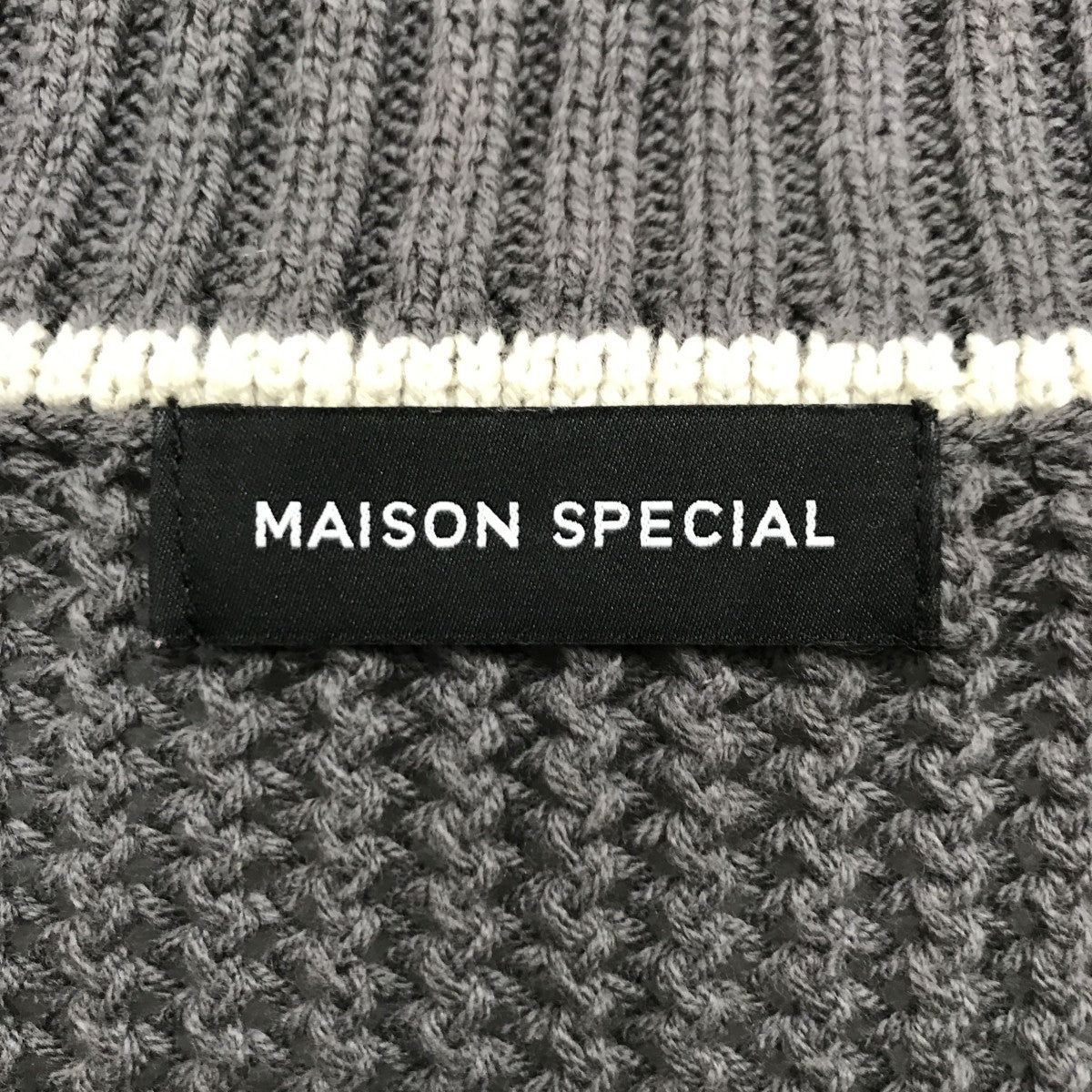 Front Zip Mesh Border Knitwearダメージ加工ニット21242365705