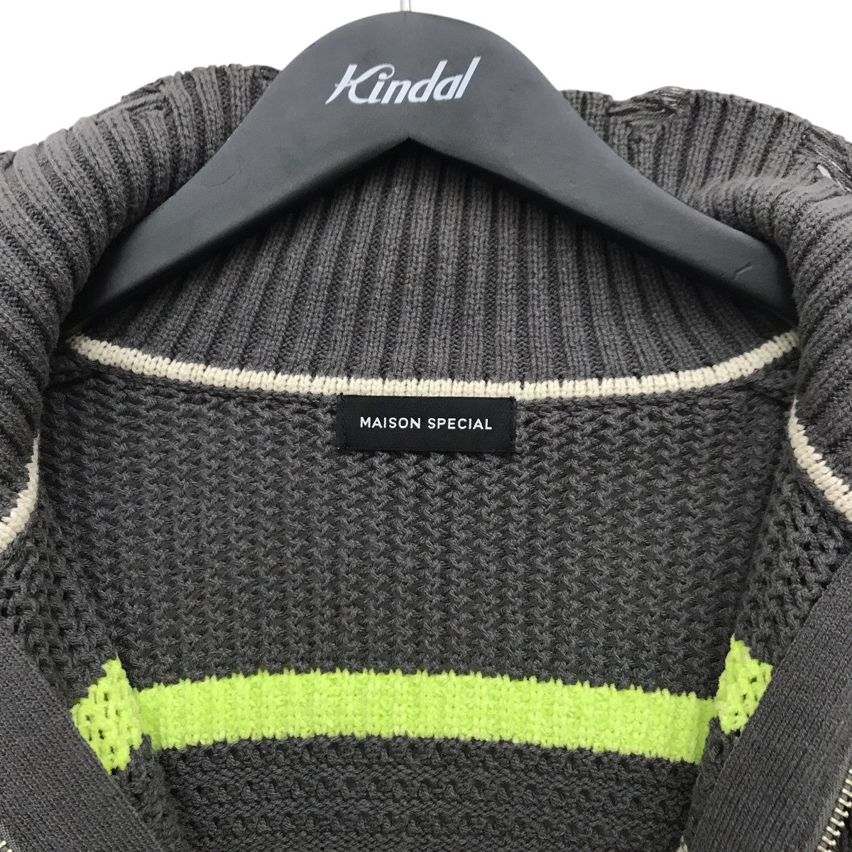 Front Zip Mesh Border Knitwearダメージ加工ニット21242365705