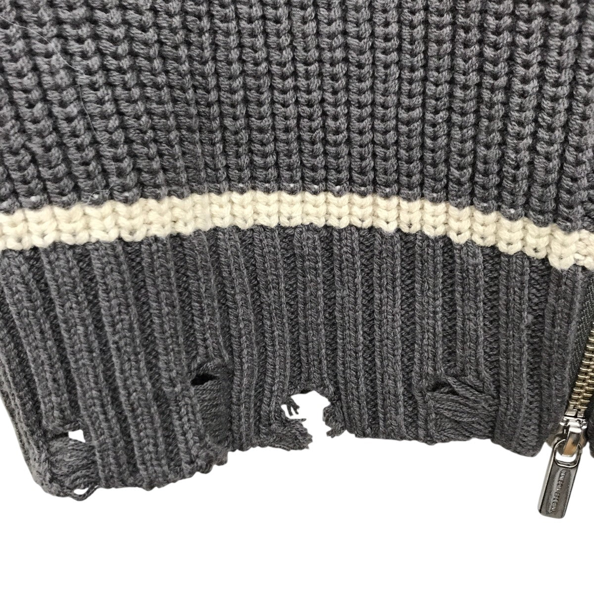 Front Zip Mesh Border Knitwearダメージ加工ニット21242365705