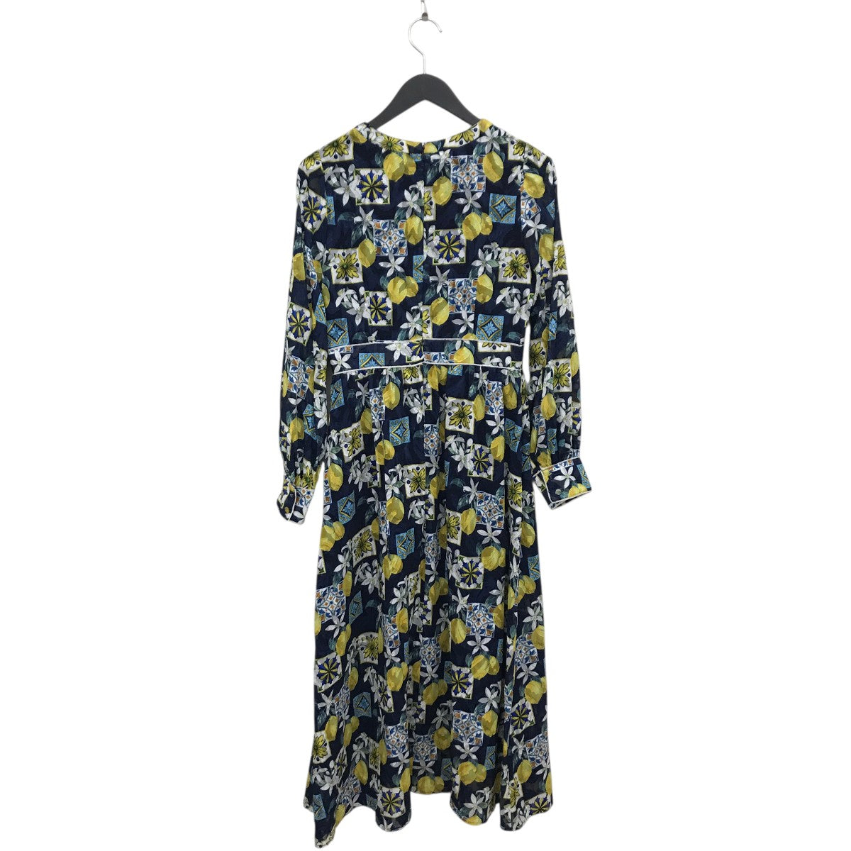 レモンプリントナロー総柄ワンピース212110-14-140-65-020