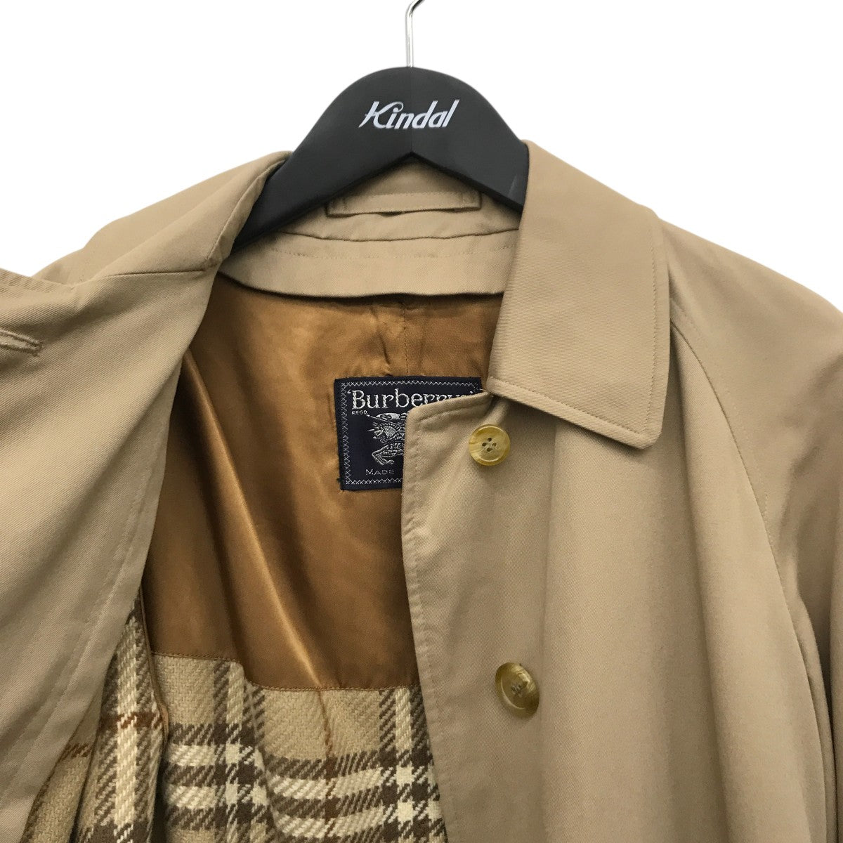美品　バーバリーロンドン　デニム　ステンカラーコート　ライナー　ノバチェック　L バーバリー ロンドン BURBERRY LONDON ライナー付き ステンカラー