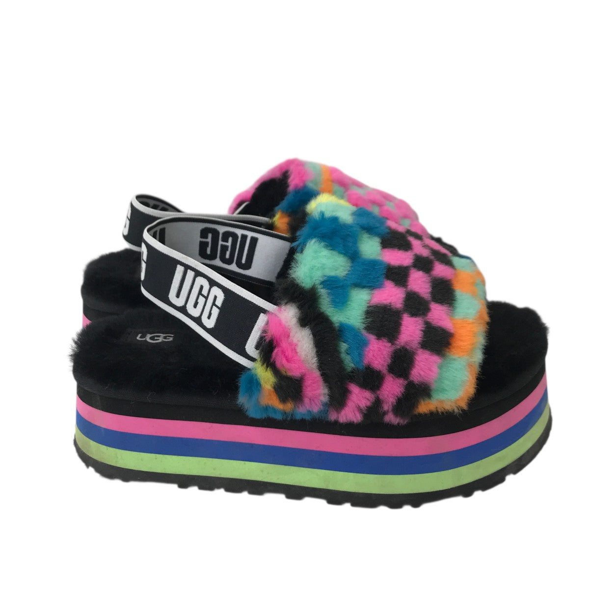UGG Disco Checks Slideファーサンダル1130877 古着・中古-4枚目のアイテム画像