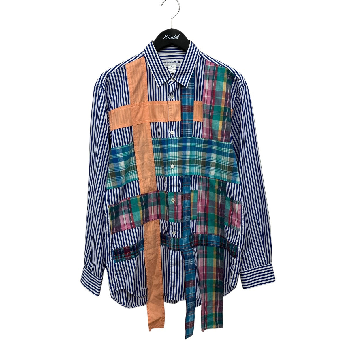 COMME des GARCONS SHIRT パッチワークチェックストライプシャツFO-B002 古着・中古-1枚目のアイテム画像