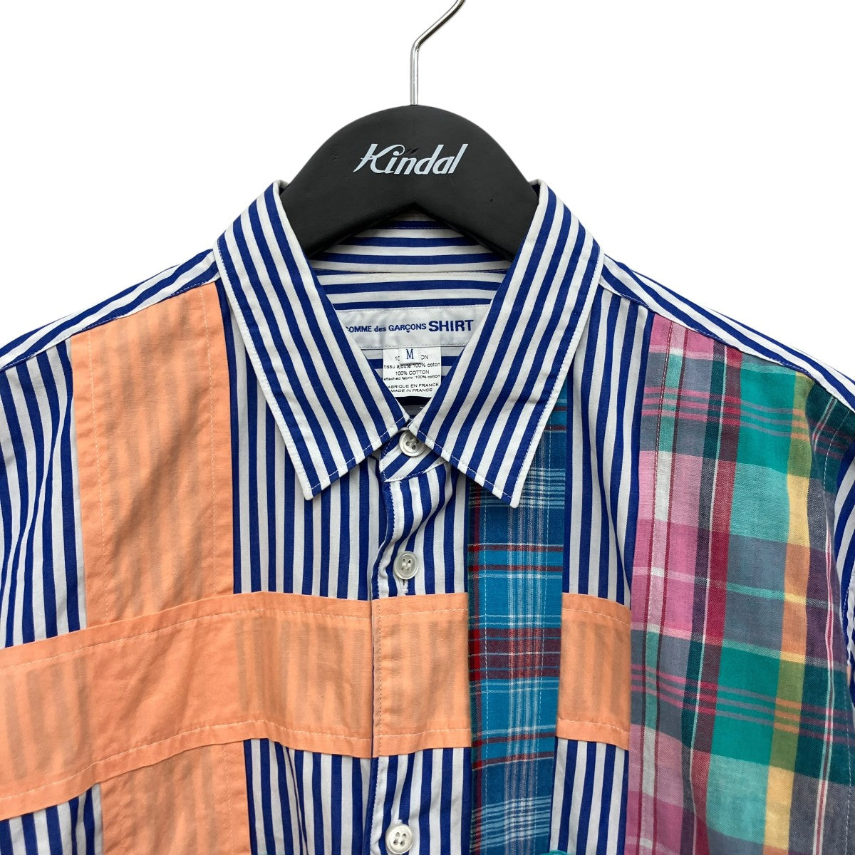 COMME des GARCONS SHIRT パッチワークチェックストライプシャツFO-B002 古着・中古-4枚目のアイテム画像