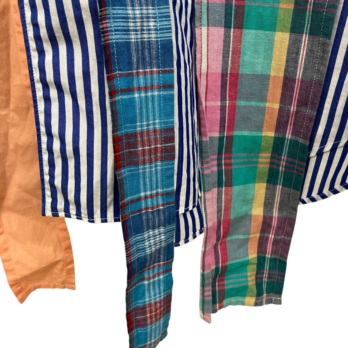 COMME des GARCONS SHIRT パッチワークチェックストライプシャツFO-B002 古着・中古-6枚目のアイテム画像