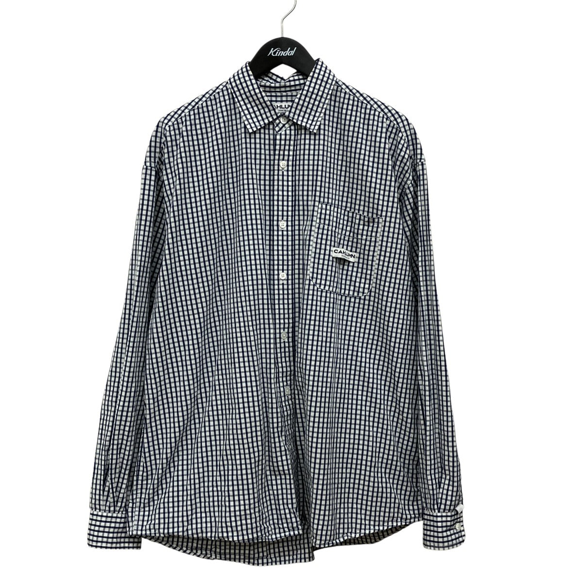 CAHLUMN Magazine Pocket Broad Shirtギンガムチェックロングスリーブシャツ231-1036 古着・中古-1枚目のアイテム画像