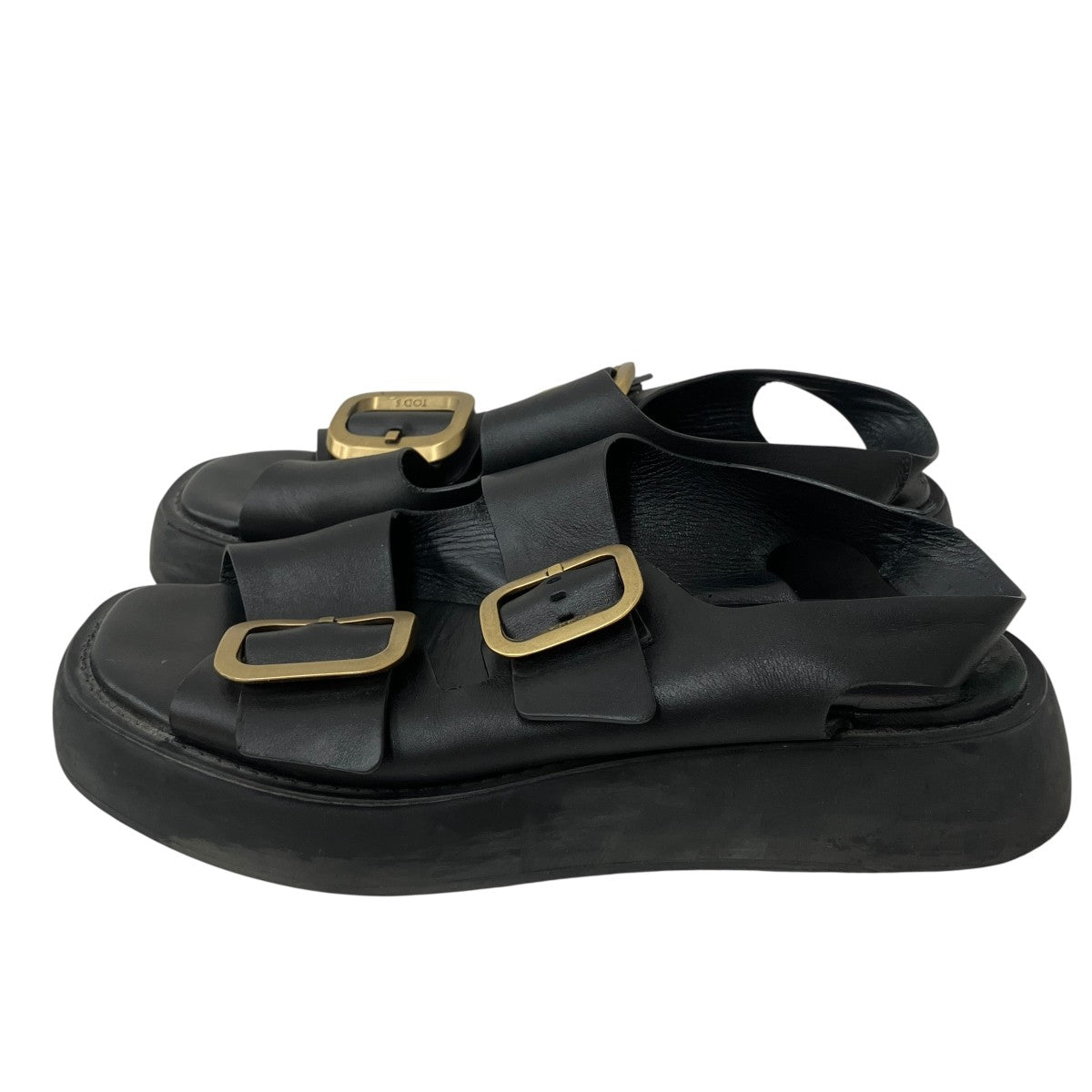 TOD'S(トッズ) ダブルレザーサンダル ブラック サイズ 36 1/2｜【公式